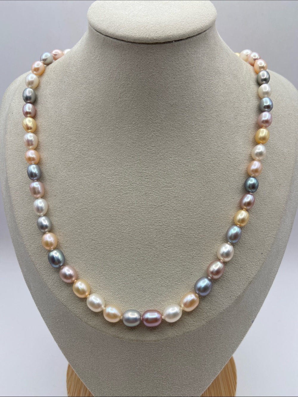 Honora Sterling Silver Oval Cultured Pearl Necklace Silver Pink White Golden 18”